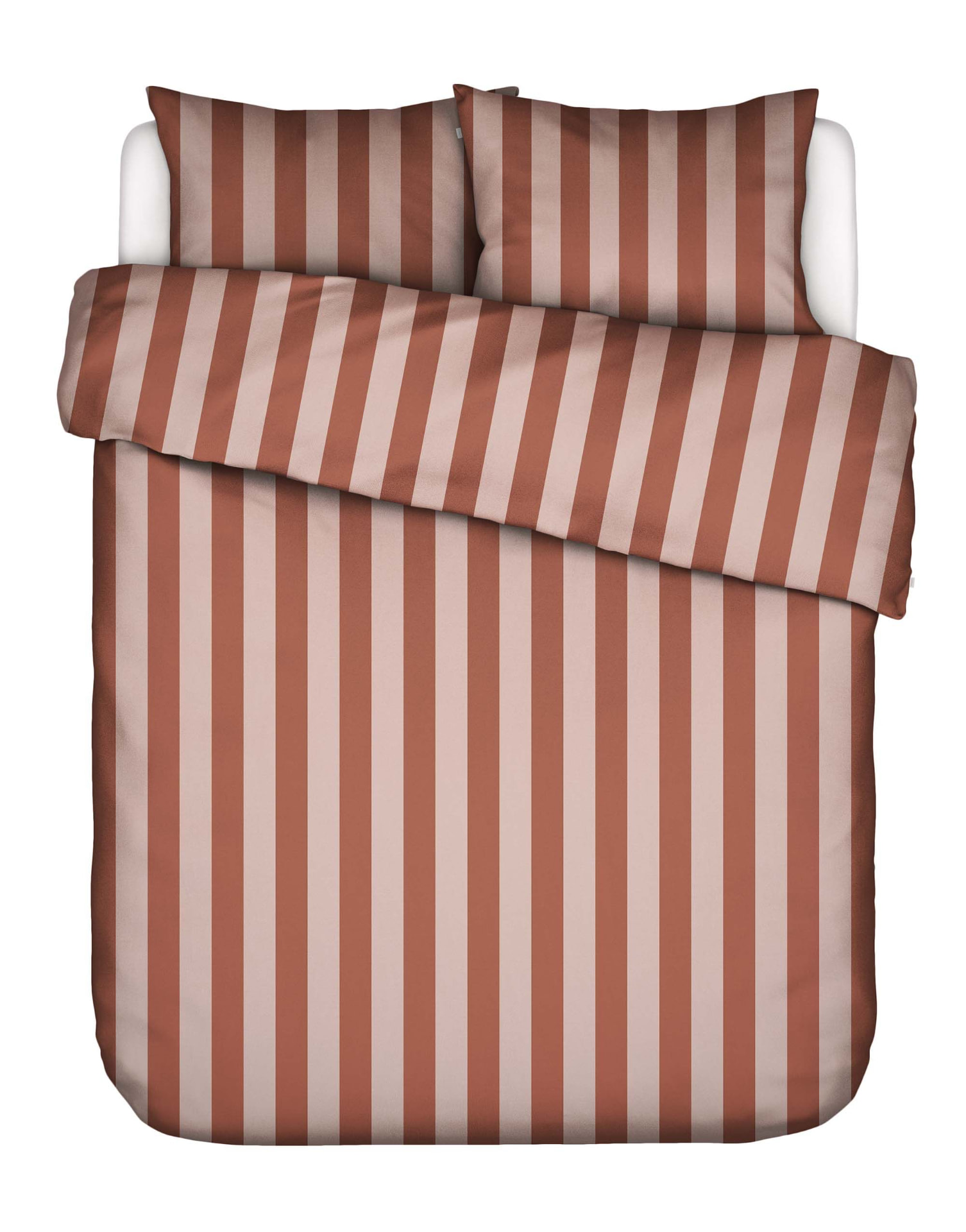 Essenza Minte Stripe Terracotta soft blush dekbedovertrek foto 3