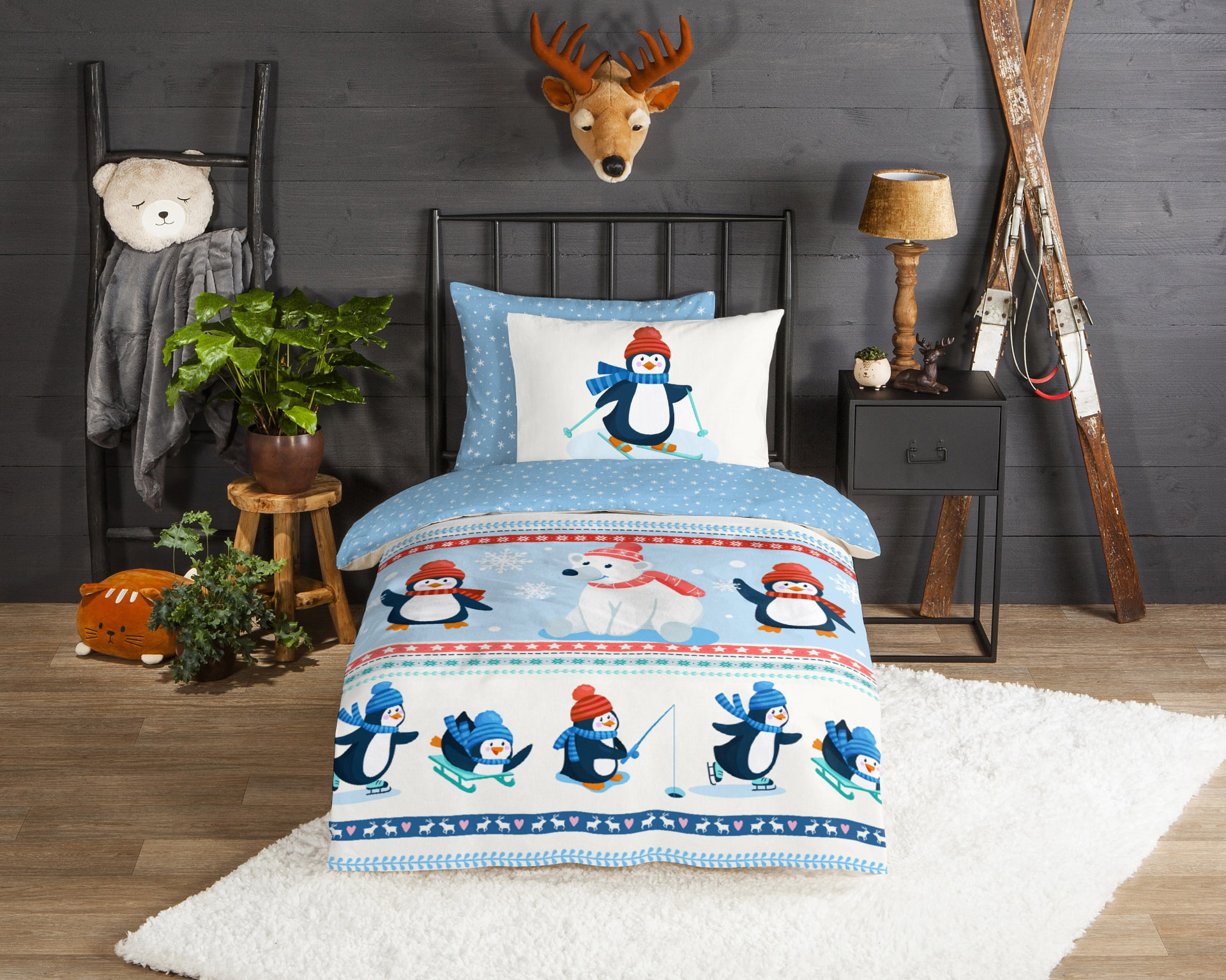 Goodmorning Penguins dekbedovertrek kids flanel