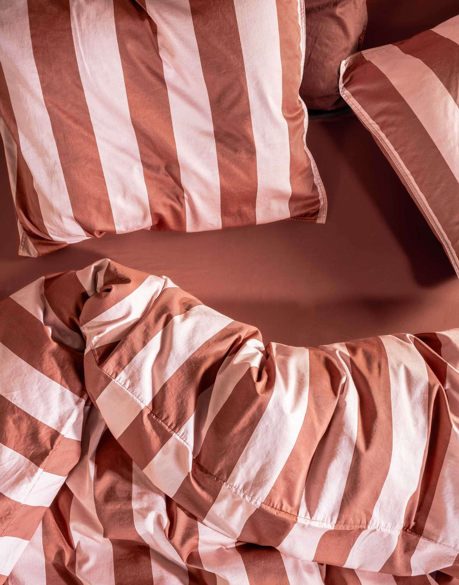 Essenza Minte Stripe Terracotta soft blush dekbedovertrek foto 4