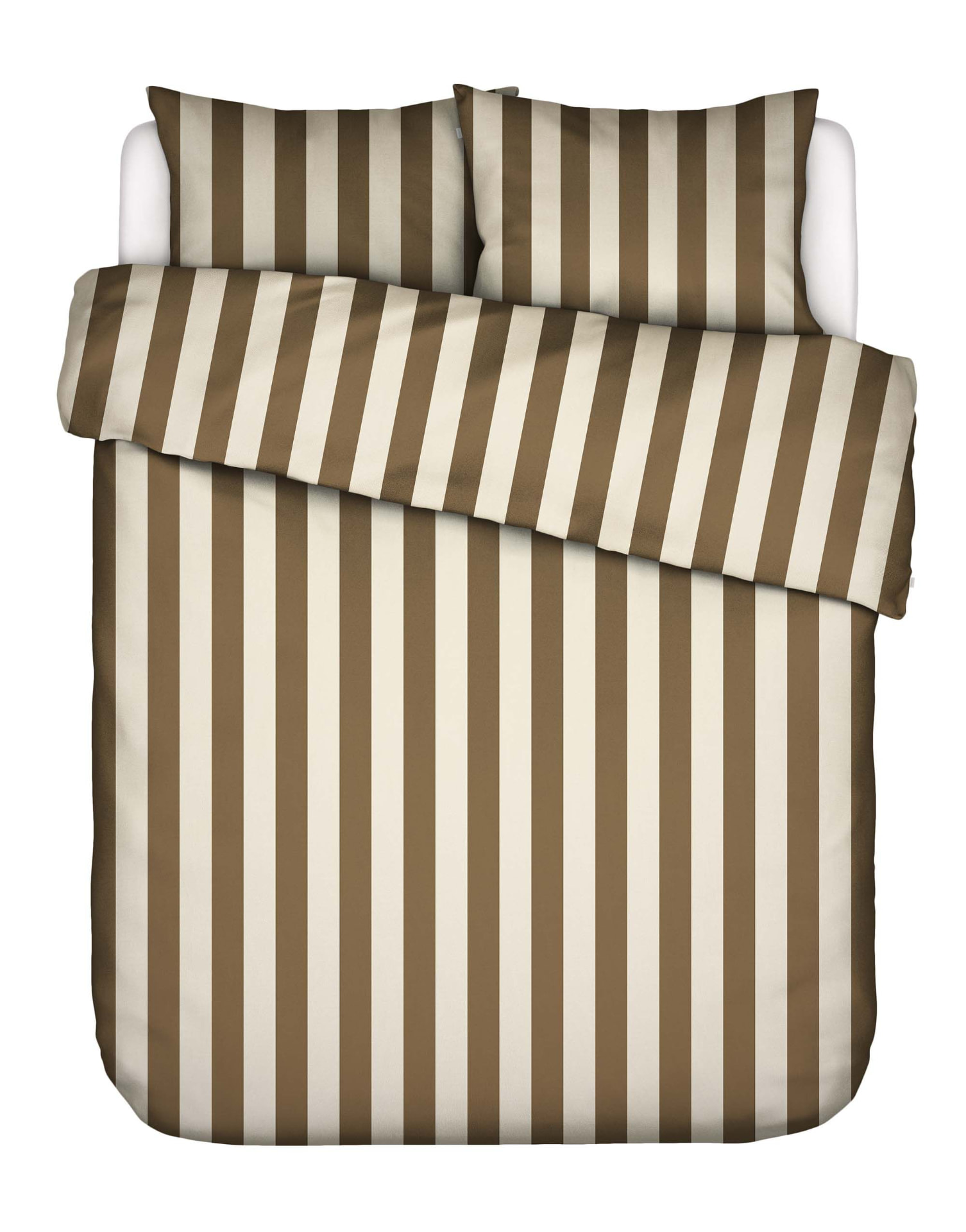Essenza Minte Stripe Slate Brown - vanilla dekbedovertrek foto 2
